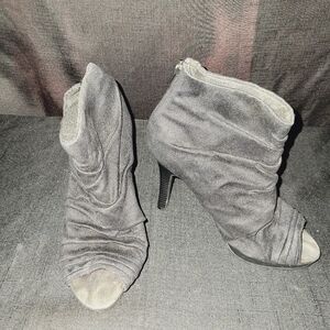 Black Slouch Peep Toe Ankle Boots 7